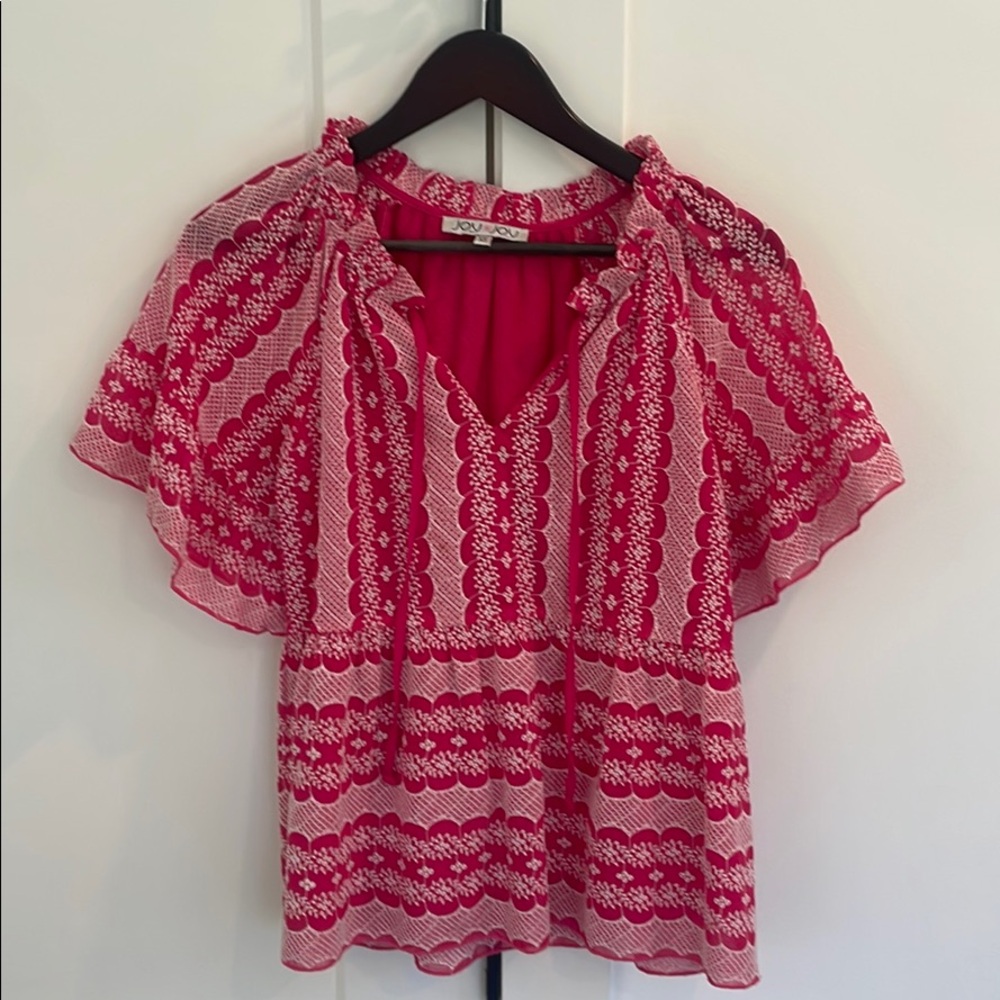 Joy Joy hot pink embroidered top XS